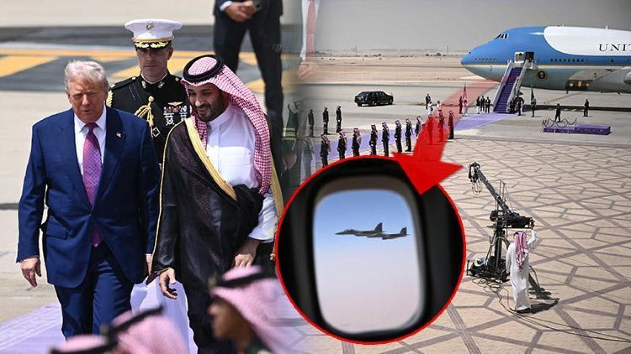 Son dakika... Trump'ın, Orta Doğu turu başladı: Suudi F-15'ler eşlik etti