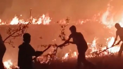 Hakkari-Van il sınırında arasında çıkan yangın korkuttu