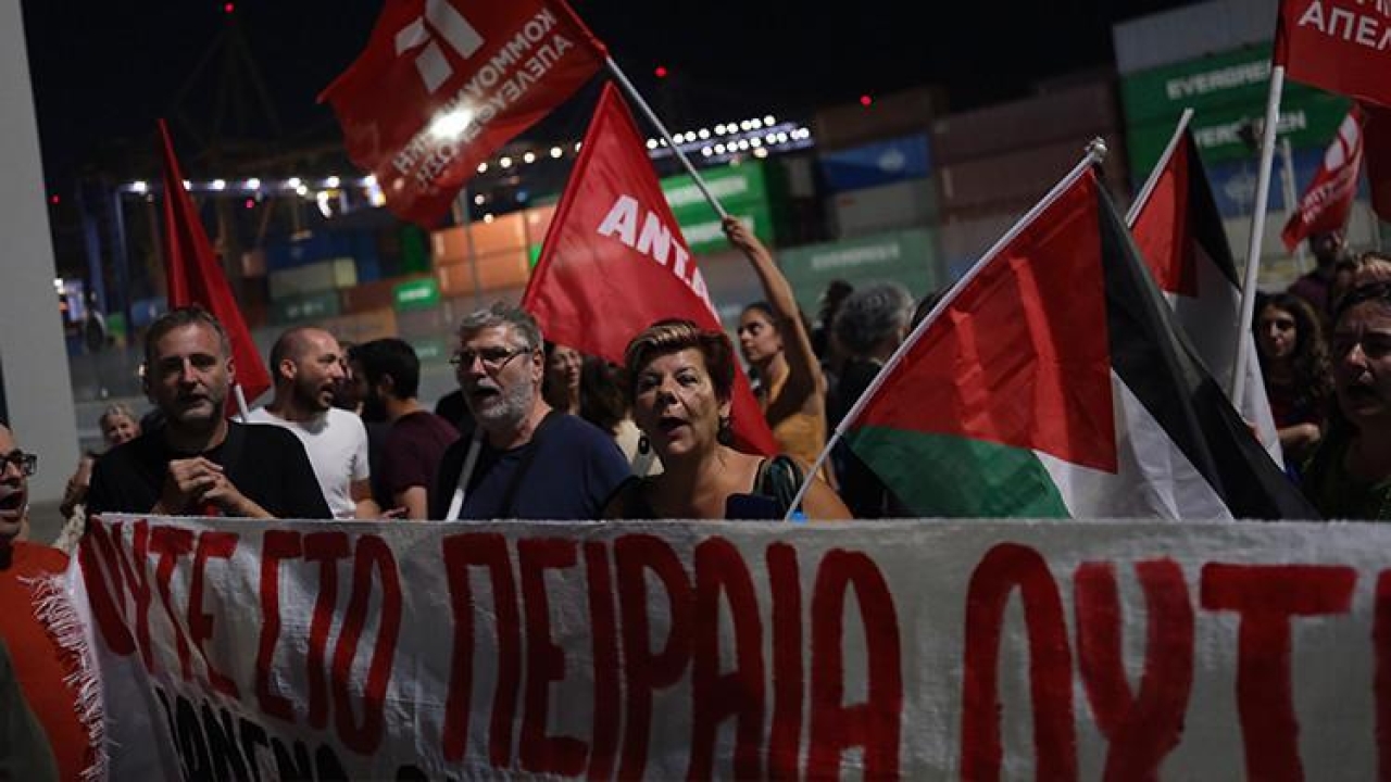 Yunanistan'da İsrail'e silah sevkiyatına karşı eylem
