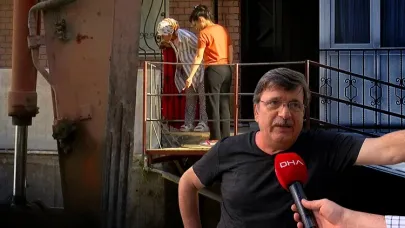 Bahçelievler’de 5 katlı binada tehlikeli anlar: Evlerine vinçle girip çıktılar