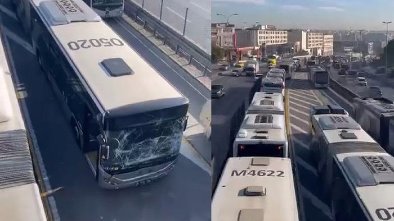 İstanbul&#039;da metrobüs kazası! Aynı yöne gidiyorlardı... Yoğunluk yaşanıyor