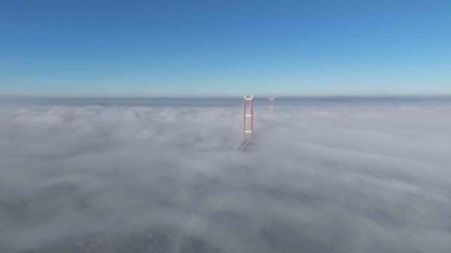 Sis içinde kalan 1915 Çanakkale Köprüsü’nde görsel şölen