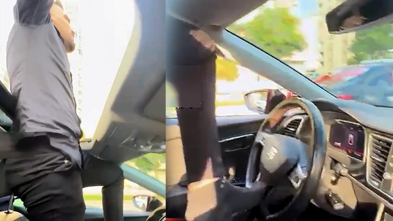 Adana'da akılalmaz görüntüler! Tavandan çıktı: Ayağıyla aracı kullandı