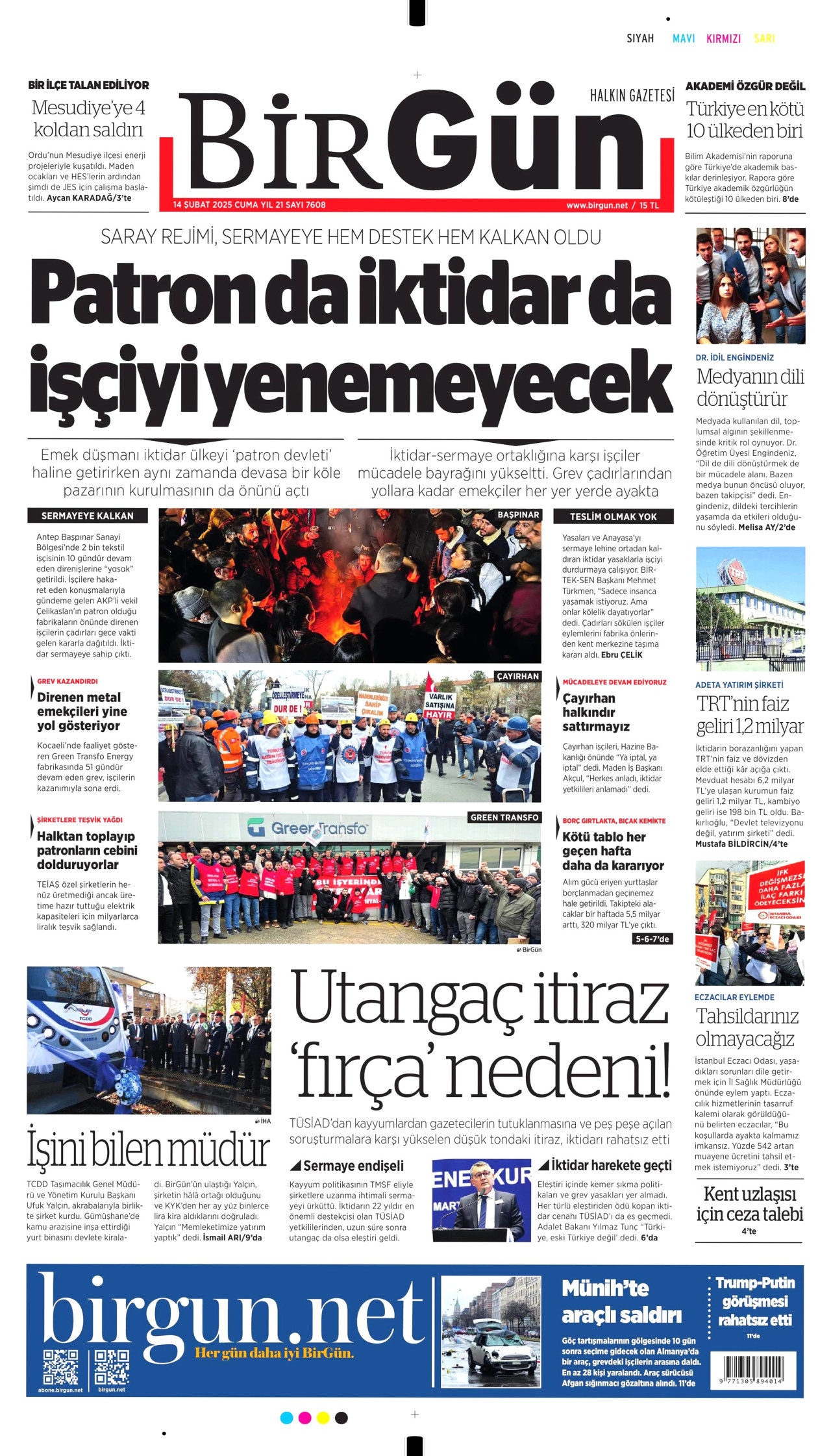 BİRGÜN Gazete Manşeti