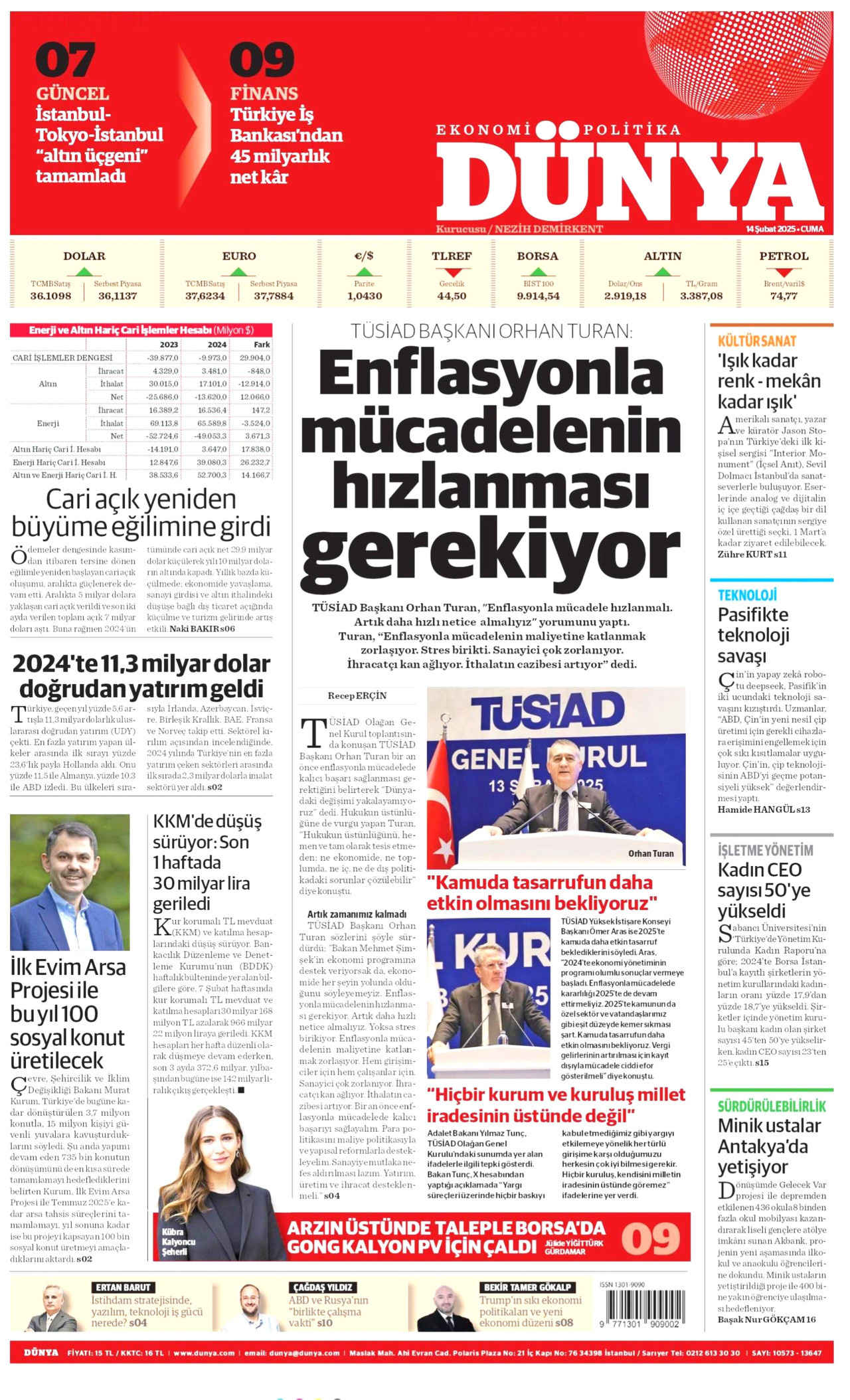 DÜNYA Gazete Manşeti
